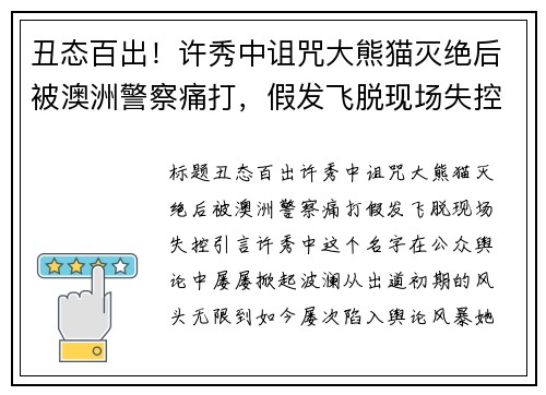 丑态百出！许秀中诅咒大熊猫灭绝后被澳洲警察痛打，假发飞脱现场失控